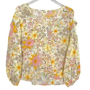 Ana XL NEW Casual Boho Floral Print V Neck Long Sleeve Loose Tops - Picture 1 of 8