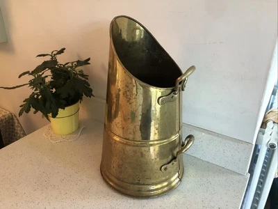 Vintage Solid Brass Coal Scuttle Bucket Fireplace Hearth Vgc Made In England - Image 1 of 4