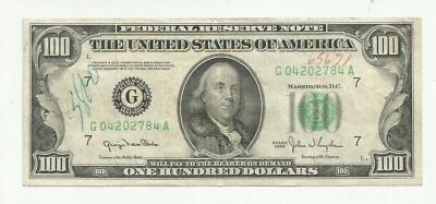 1950 $100 Chicago Federal Reserve Note Fr-2157G Clark-Snyder LOT 47 - Image 1 of 2
