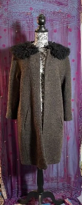 MAX STUDIO COAT WITH FURRY MOHAIR LIKE COLLAR ~ WOMEN - Image 1 of 4