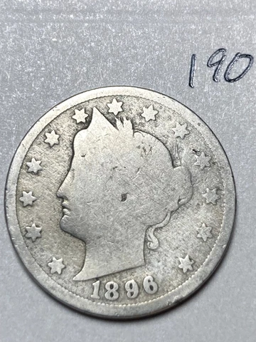 1896 LIBERTY "V" NICKEL, lower mintage date, #190 Cover