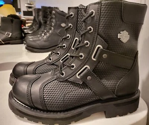 HARLEY-DAVIDSON FOOTWEAR Men's Black Leather Motorcycle Boots Size 9M 8UK 42EUR - Picture 1 of 12