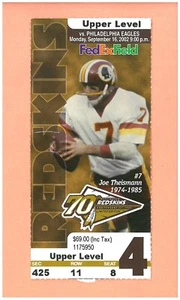 Philadelphia Eagles at Washington Redskins 2002 ticket Topps Joe Theismann photo - Picture 1 of 2
