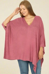 HT-2464X | PLUS BRUSHED MELANGE SWEATER - Picture 1 of 3