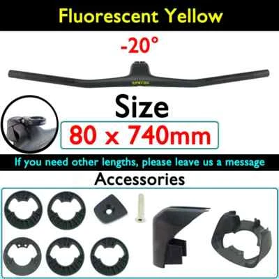 Manillar integrado completo de fibra de carbono para bicicleta MTB con potencia -20° grados 740 mm Foto 1 de 4