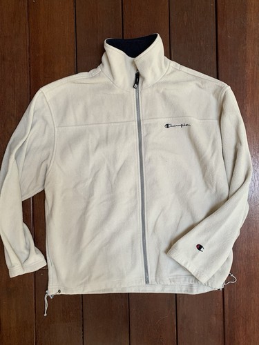 OFF WHITE Giacca Vintage Champion Pile Zip up Uomo Large Bianco Fuoco