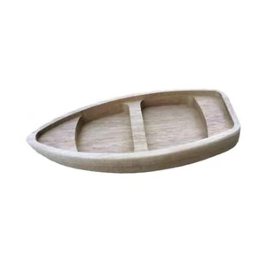 Wooden Fishing Boat Model Chinese Wood Canoe for Shelf DIY Projects 6.69 in - Picture 1 of 7