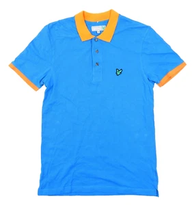 LYLE & SCOTT VINTAGE | Mens SLIM FIT Blue Orange Tipped Polo Shirt | Size Medium - Imagen 1 de 2