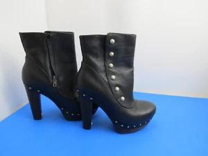 UGG Australia Cosima schwarze Leder Plateau Stiefeletten mit Absatz Größe 9 - Bild 1 von 11