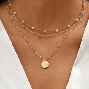 Stylish Pearl Necklace with Multi Layer Delicate Personalized Pendant for - Picture 1 of 9