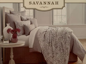 Southern Living Savannah Gray Leopard Print King Coverlet & King Shams New - Picture 1 of 8