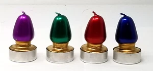 Christmas Light Bulb Candle Set Tea Lights Red Purple Green Blue Vtg - Picture 1 of 6