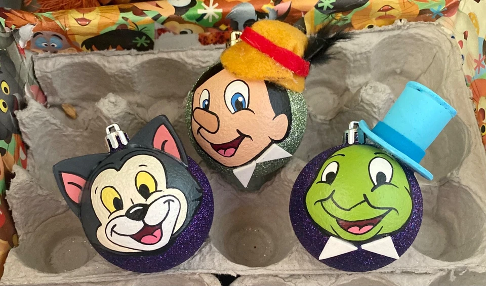 Pinocchio Jimmy Cricket and Figaro Shatterproof ornaments 3D scratch-proof set 3 — 第 1/1 张图片