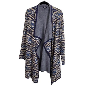 Cárdigan Cascada Tribal Azteca Marca Lucky Azul Taupe Talla S - Imagen 1 de 5