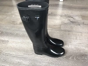 Hunter Womens Original Refined Gloss Size 6 Black Rain Boots Winter Snow Boots - Picture 1 of 15