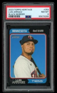 2023 Topps Heritage Black Border Print Run/50 #359 Luis Arraez Twins PSA 8 NM-MT - Picture 1 of 2
