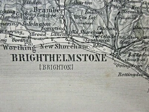 1875 Austrian Map South Coast England Brighthelmstone! Brighton Vienna Antique. - Picture 1 of 12