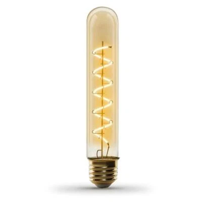 25-Watt Equivalent T10 Dimmable Spiral Filament Large Amber Glass E26 Vintage - Image 1 of 4