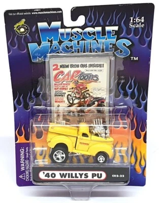 Muscle Machines 1/64 Scale 71171 C02-22 - 1940 Willys PU Truck - Yellow - Image 1 of 4