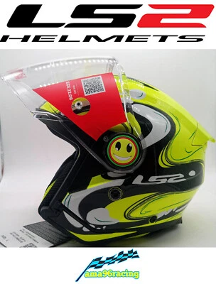 CASCO BAMBINO JET OF622 LS2 NEW FUNNY II GLUP H-VIS YELLOW MOTO/SCOOTER ECE22-06