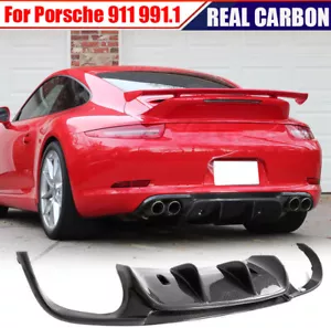 For 12-15 Porsche 911 991.1 REAL CARBON Rear Bumper Lip Diffuser Spoiler Bodykit - Bild 1 von 16