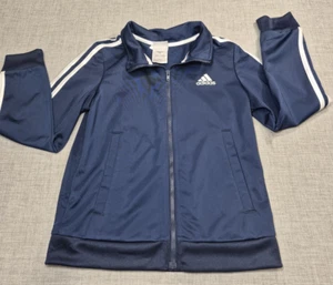 Adidas Boy Athletic ZipUp Track Jacket Navy White Stripe Sz 8 New Old Stock 2019 - Picture 1 of 7