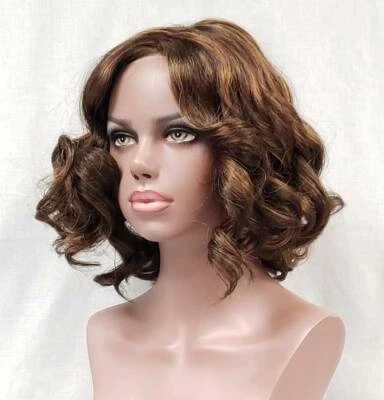 LACE FRONT WOMENS COLLAR-LENGTH LAYERED WAVES CURLY HAIR SHAG STYLE WIG LUPITA - Image 1 of 4