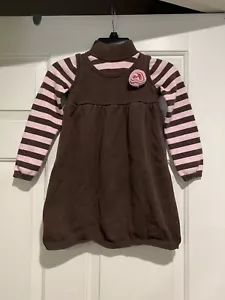Gymboree Langarm Kleid Mädchen Größe 5 Braun Rosa B102 - Bild 1 von 6