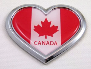 Canada HEART Flag Chrome Emblem Car Decal 3D Sticker Badge Bumper Canadian - Foto 1 di 1