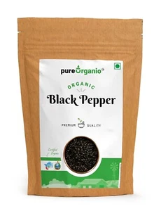 Pure Organio Black Pappercorn-Kali Mirch NPOP Organic Certified (100 Gm) - Picture 1 of 6