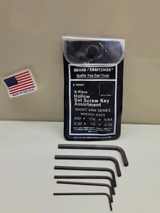 Sears Craftsman 6-piece Hollow Set Screw Key Assortment Wrench 46685 USA - Picture 1 of 5