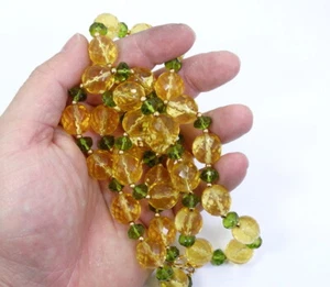 JOAN RIVERS CZECH Huge 14mm Faux Citrine Quartz CRYSTAL 36" Long Strand Necklace - Picture 1 of 5
