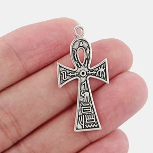 10 x Tibetan Silver Tone Ankh Egyptian Cross Charms Pendants Beads 38x18mm - Picture 1 of 6