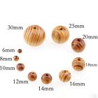 Loose Spacer Beads Natural Round Pine Wooden Stripe Bead For Jewelry Finding Set