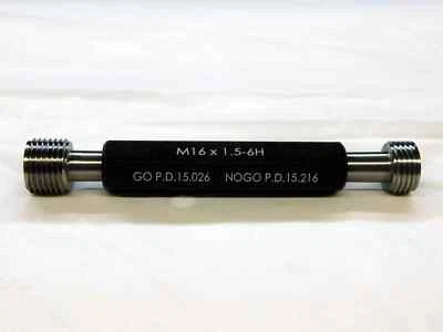 M & J TOOLING LLC NEW M16 X 1.5 6H METRIC THREAD PLUG GAGE 16.0 1.50 GO NO GO PD'S 15.026 & 15.216