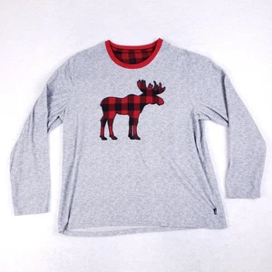Camicia da notte termica Eddie Bauer donna XL alce grigio rosso a quadri manica lunga - Foto 1 di 8