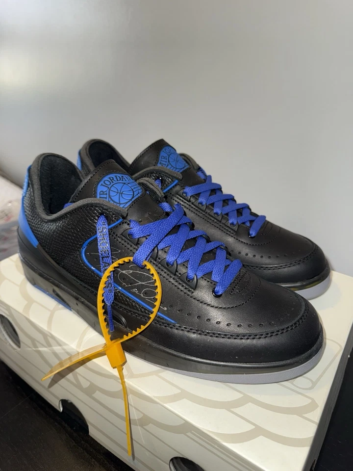 Tamanho 9 - Off-White x Air Jordan 2 Retro SP Preto Baixo Varsity Royal - Imagem 1 de 4