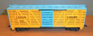 Vintage HO Scale TYCO L.N.P. & W. 53412 LARAMIE Cattle Car Sliding Doors Orange - Picture 1 of 8
