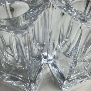 Ice Block Candle Holder Clear Glass Taper Candles Heavy Square Elegant Christmas - Picture 1 of 9