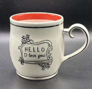 Anthropologie Katie Mandy "Hello I Love You" rote Streifen Kaffeebecher 14 Unzen - Bild 1 von 6