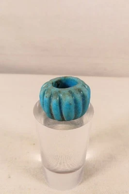 ANCIENNE AMULETTE EMAIL BLEU TURQUOISE BRELOQUE PERLE PENDENTIF EGYPTE - Photo 1/2