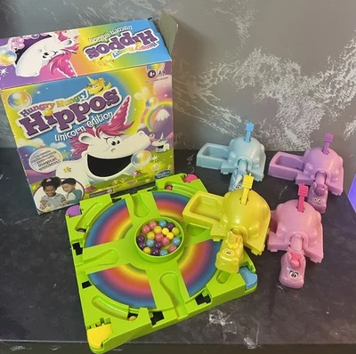 Hungry Hungry Hippos Unicorn Edition Board Game 2020 Hasbro Complete GC - Image 1 of 4