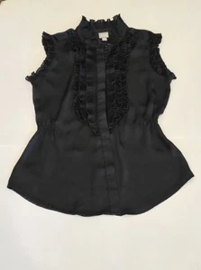 Converse One Star Shirt Women' Small Black Sleeveless Ruffled - Picture 1 of 7
