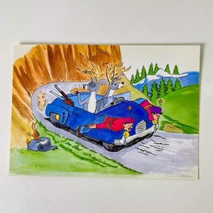 Hunting Postcard~Comic Humor~Deer Hunters~Deer Driving Car~Funny Cartoon~NEW - Picture 1 of 4