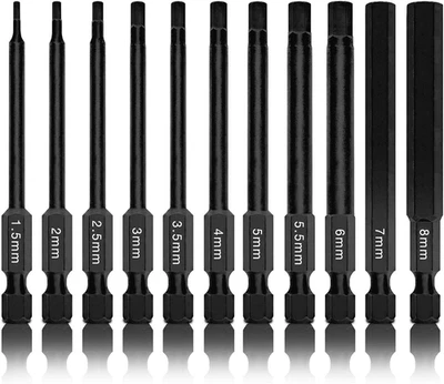 01148A Hex Allen Power Bit Set, 11-Piece Metric Sizes 1.5Mm to 8Mm | Magnetic He - Image 1 of 4