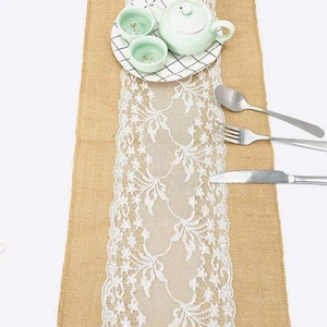 Elegant Rustic Wedding Decor Jute Table Runner with Lace and Natural Charm - Picture 1 of 49