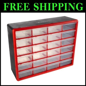 Red Plastic Drawers Organizer - 24 Compartments - Picture 1 of 8