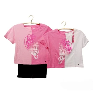 Girls Short Set-12-Levi Signature Black Bermuda Shorts-2 Justice T-Shirts - Picture 1 of 9