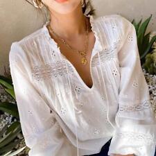 'Maria' Embroidered Broderie-Anglaise V-Neck Blouse