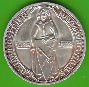 Münze Silber 3 Reichsmark 1928 A Naumburg besser als vz sehr hübsch nswleipzig - Bild 1 von 3